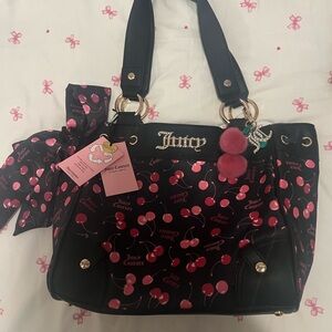 Juicy Couture Black and Pink Cherry daydreamer Tote Bag